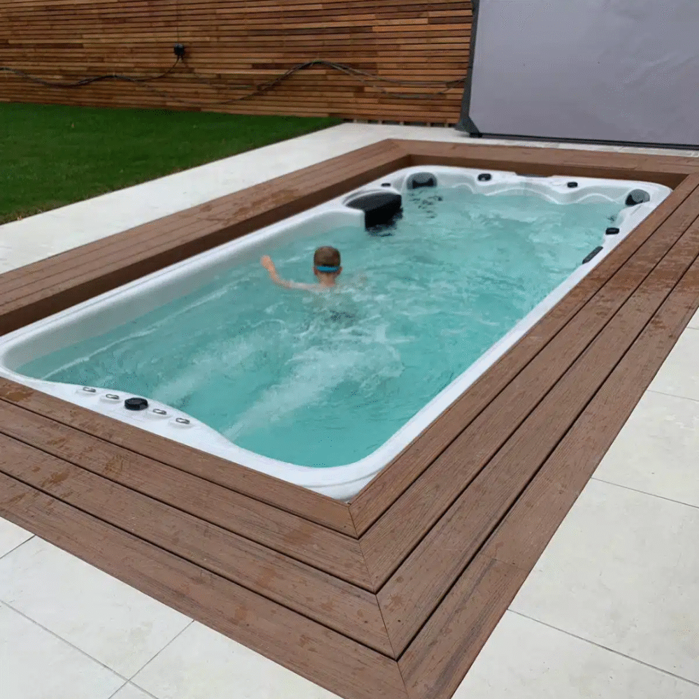 Ares Coral Swim Spa Marble White. Cheap UK Swim Spa