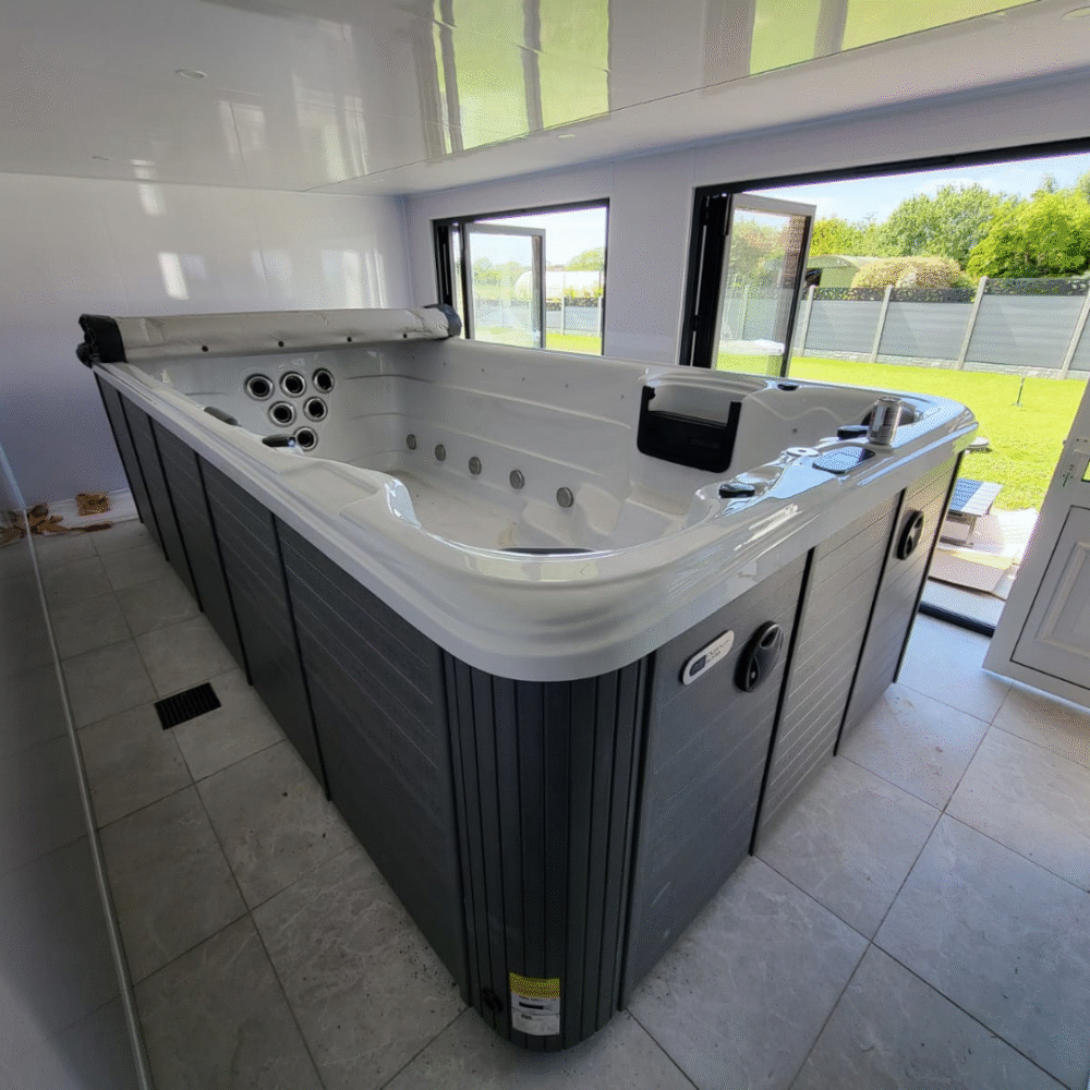 Ares Coral Swim Spa Marble White. Cheap UK Swim Spa