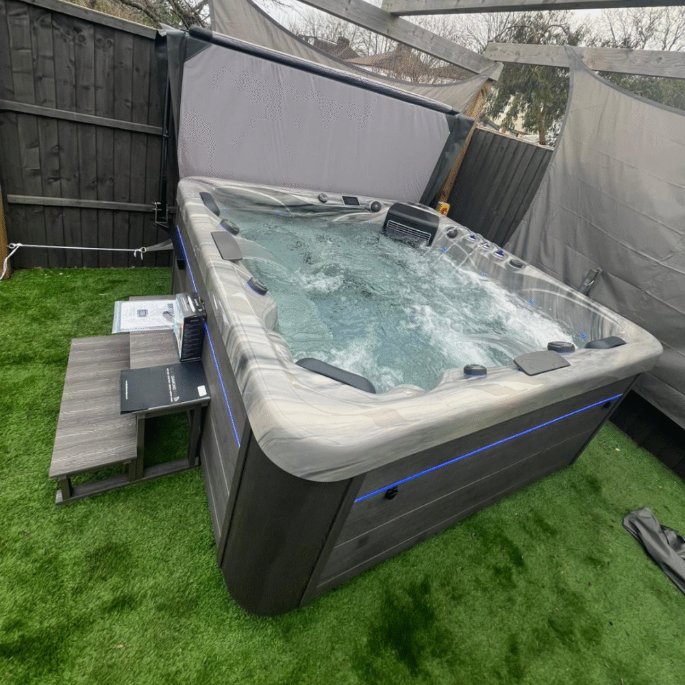 Brisbane Hot Tub 32 Amp Odyssey Grey 2 Loungers, 3 Seats